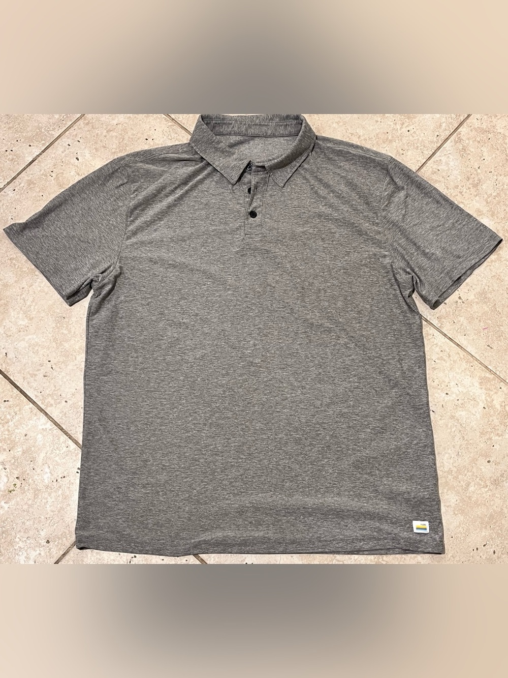 Vuori Men's Grey Performance Strato Tech Polo Shirt Large L EUC